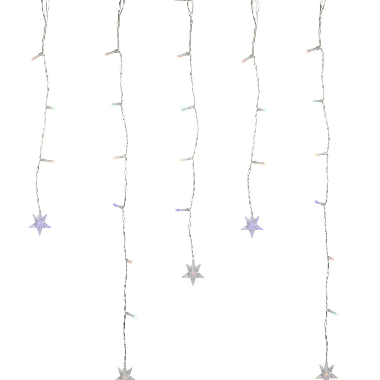 Best LED Stars Icicle Christmas Lights - Multi-Color - 29.5' Clear Wire - 400ct Icicles
