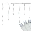 New LED Wide Angle Icicle Christmas Lights - Cool White - 24.5' White Wire - 300ct Icicles