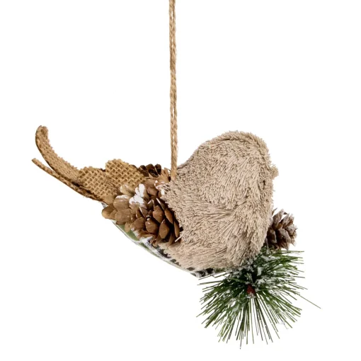 Online Left Facing Bird with Pinecone Christmas Ornament - 6.75" Animals