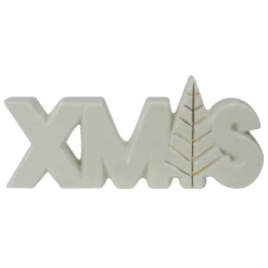 Outlet Lettered "XMAS" Tree Ceramic Christmas Sign - 8" - White and Gold Novelty