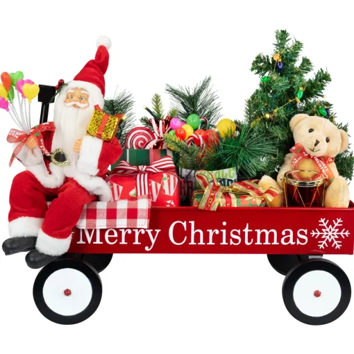 Sale Lighted and Musical Santa Claus Merry Christmas Wagon Decoration - 20" Animated & Musical