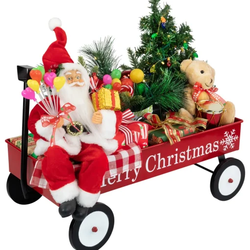Sale Lighted and Musical Santa Claus Merry Christmas Wagon Decoration - 20" Animated & Musical