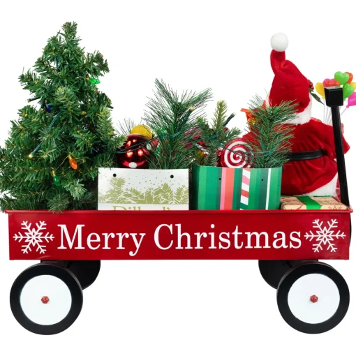 Sale Lighted and Musical Santa Claus Merry Christmas Wagon Decoration - 20" Animated & Musical