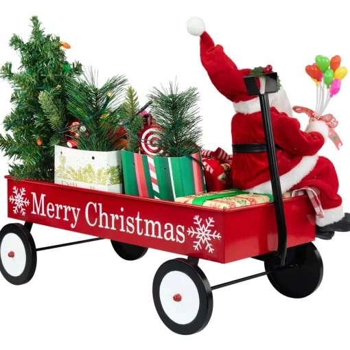 Sale Lighted and Musical Santa Claus Merry Christmas Wagon Decoration - 20" Animated & Musical