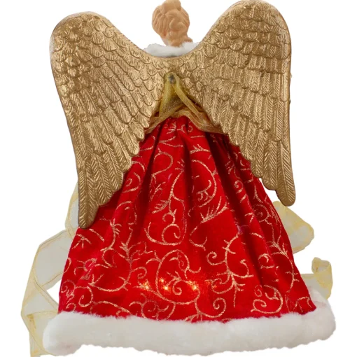Clearance Lighted Angel with Golden Wings Christmas Tree Topper - 12" - Clear Lights Angels