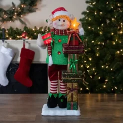 Best Lighted Animated Musical Santa's Elf with Star and Presents Christmas Figure - 30" Elves & Fairies