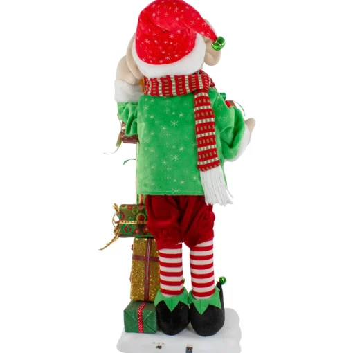 Best Lighted Animated Musical Santa's Elf with Star and Presents Christmas Figure - 30" Elves & Fairies