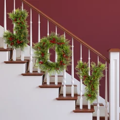 Clearance Lighted Artificial Cedar "JOY" Christmas Decoration - 24" - Warm White LED Lights Door