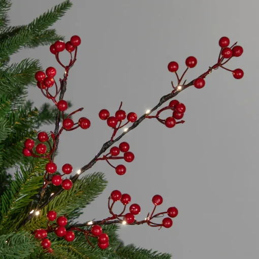 Clearance Lighted Berries Christmas Spray - 29" - Warm White Sprays, Picks & Branches