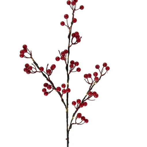 Clearance Lighted Berries Christmas Spray - 29" - Warm White Sprays, Picks & Branches