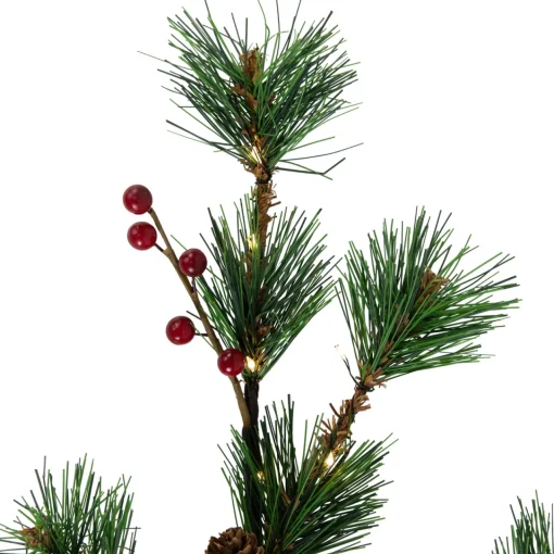 Lighted Berry and Pinecone Christmas Pine Spray - 29" - Warm White Sprays, Picks & Branches