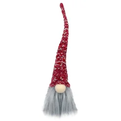 New Lighted Christmas Gnome with Bendable Hat Figure - 18" - Red and Grey Gnomes