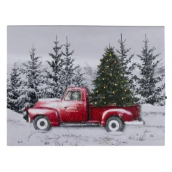Best Lighted Christmas Tree in a Red Truck Canvas Art - 8" Door