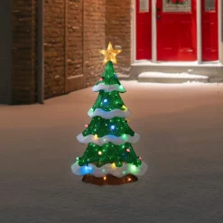 Clearance Lighted Christmas Tree Outdoor Yard Decoration - 50" - Green - Multi-Color LED Trees