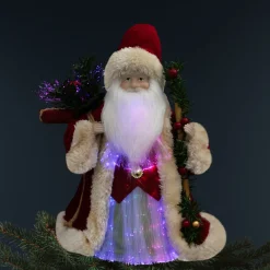 Online Lighted Color-Changing Fiber Optic Santa Claus Christmas Tree Topper - 12" Stars