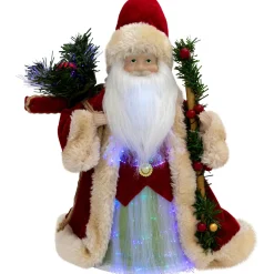 Online Lighted Color-Changing Fiber Optic Santa Claus Christmas Tree Topper - 12" Stars