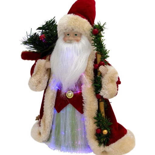 Online Lighted Color-Changing Fiber Optic Santa Claus Christmas Tree Topper - 12" Stars
