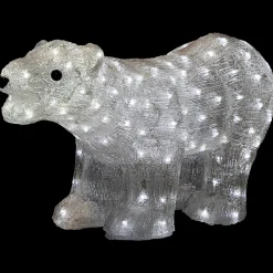 Outlet Lighted Commercial Grade Acrylic Polar Bear Outdoor Christmas Decoration - 28" - Pure White LED Lights Animals