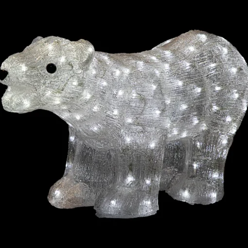 Outlet Lighted Commercial Grade Acrylic Polar Bear Outdoor Christmas Decoration - 28" - Pure White LED Lights Animals
