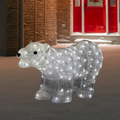 Outlet Lighted Commercial Grade Acrylic Polar Bear Outdoor Christmas Decoration - 28" - Pure White LED Lights Animals