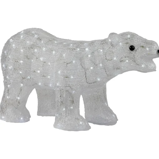 Outlet Lighted Commercial Grade Acrylic Polar Bear Outdoor Christmas Decoration - 28" - Pure White LED Lights Animals