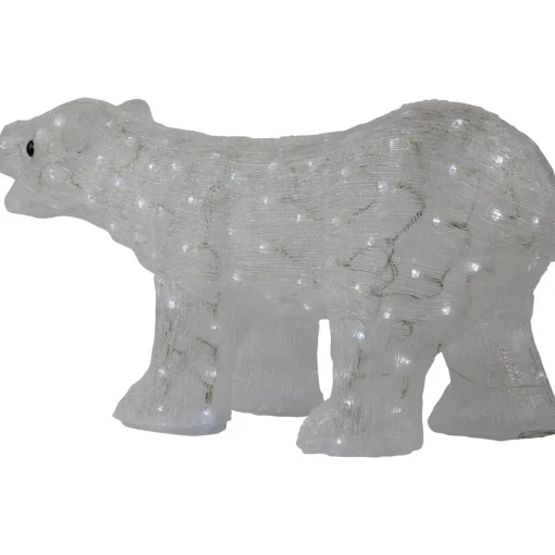 Outlet Lighted Commercial Grade Acrylic Polar Bear Outdoor Christmas Decoration - 28" - Pure White LED Lights Animals