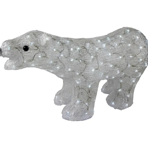 Outlet Lighted Commercial Grade Acrylic Polar Bear Outdoor Christmas Decoration - 28" - Pure White LED Lights Animals
