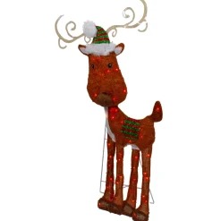 Outlet Lighted 2D Chenille Reindeer Outdoor Christmas Decoration - 32