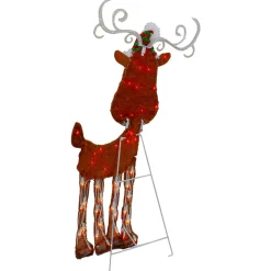 Outlet Lighted 2D Chenille Reindeer Outdoor Christmas Decoration - 32