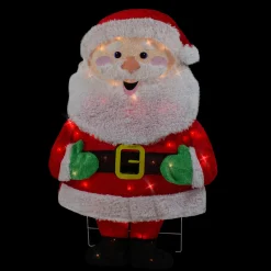 Discount Lighted 2D Chenille Santa Outdoor Christmas Decoration - 32