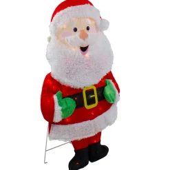 Discount Lighted 2D Chenille Santa Outdoor Christmas Decoration - 32