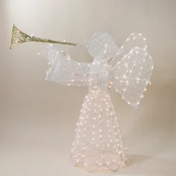 Best Lighted 3D Trumpeting Angel Outdoor Christmas Decoration - 44" - Clear Lights Angels