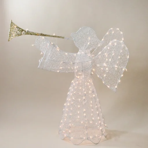 Best Lighted 3D Trumpeting Angel Outdoor Christmas Decoration - 44" - Clear Lights Angels