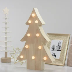 Outlet Lighted 3D Wooden Christmas Tree Decoration - 15" Wall