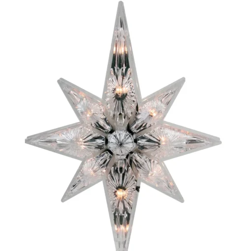 Clearance Lighted Faceted Star of Bethlehem Christmas Tree Topper- 13.5" - Clear Lights Stars