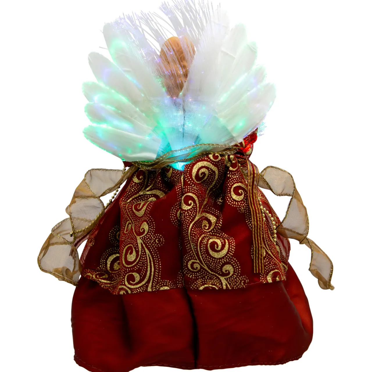 Best Lighted Fiber Optic Angel Christmas Tree Topper - 12" - Burgundy Stars