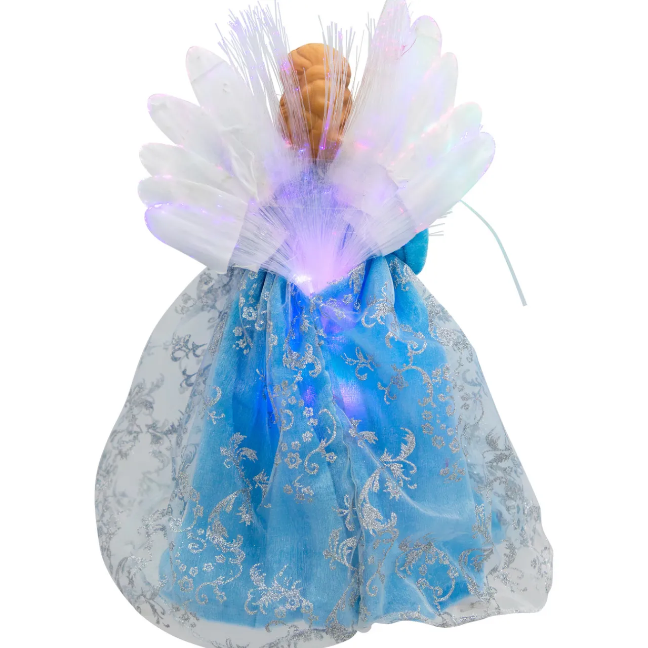 Sale Lighted Fiber Optic Angel Christmas Tree Topper - 12" - Blue and White Stars