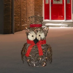 Best Lighted Glitter Rattan Owl Outdoor Christmas Decoration - 21" - Clear Lights Animals