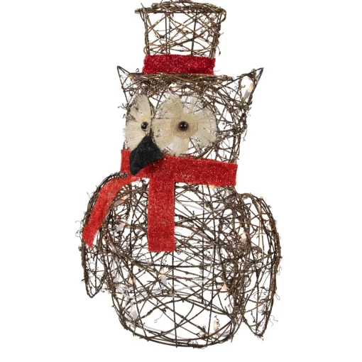 Best Lighted Glitter Rattan Owl Outdoor Christmas Decoration - 21" - Clear Lights Animals