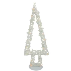 Online Lighted Glitter String and Cotton Ball Christmas Tree Decoration - 34" Trees