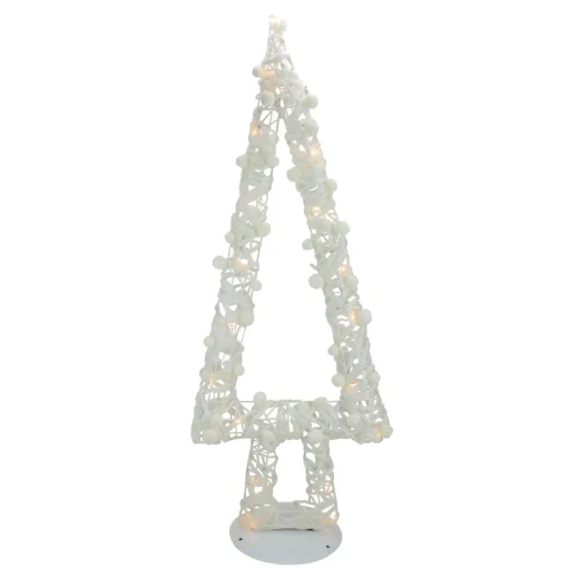 Online Lighted Glitter String and Cotton Ball Christmas Tree Decoration - 34" Trees