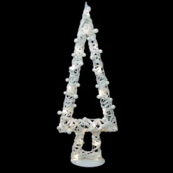 Online Lighted Glitter String and Cotton Ball Christmas Tree Decoration - 34" Trees