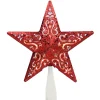Online Lighted Glittered 5 Point Cut-Out Star Christmas Tree Topper - 9.75" -Red - Clear Lights Stars
