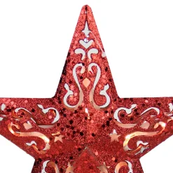 Online Lighted Glittered 5 Point Cut-Out Star Christmas Tree Topper - 9.75