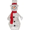 Clearance Lighted Glittered Rattan Snowman Outdoor Christmas Decoration - 28" - Clear Lights Snowmen