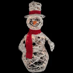 Clearance Lighted Glittered Rattan Snowman Outdoor Christmas Decoration - 28