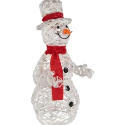 Clearance Lighted Glittered Rattan Snowman Outdoor Christmas Decoration - 28