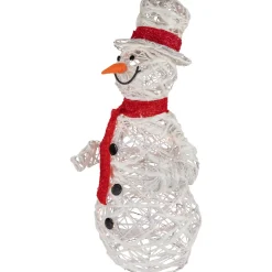 Clearance Lighted Glittered Rattan Snowman Outdoor Christmas Decoration - 28