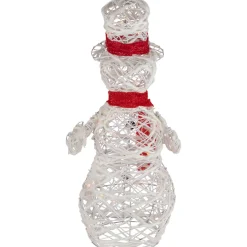 Clearance Lighted Glittered Rattan Snowman Outdoor Christmas Decoration - 28