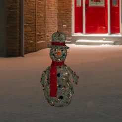 Sale Lighted Glittered Snowman and Berries Outdoor Christmas Decoration - 28" Snowmen